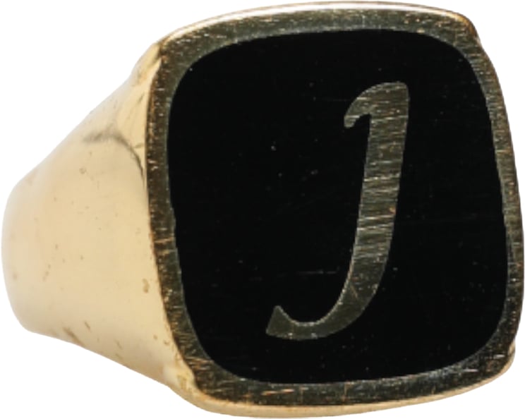 Dolce & Gabbana Dolce & Gabbana Gold-Tone Real Brass Black Enamel "J" Adjustable Rings