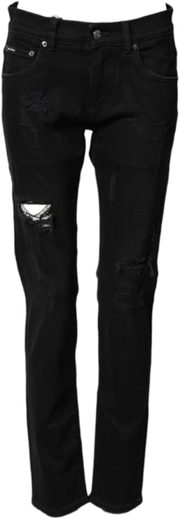 Dolce & Gabbana Dolce & Gabbana Black Tattered Cotton Men Skinny Denim Jeans