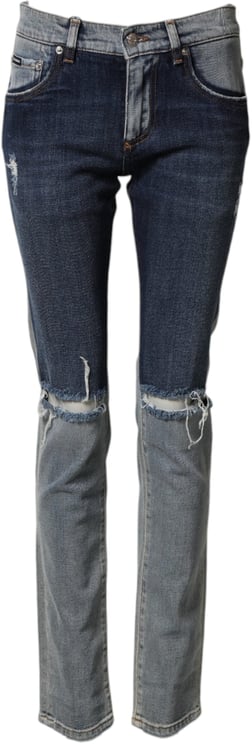 Dolce & Gabbana Dolce & Gabbana Blue Two Tone Cotton Men Skinny Denim Jeans