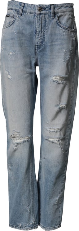 Dolce & Gabbana Dolce & Gabbana LightBlue Ripped Washed BOYFRIEND Denim Jeans