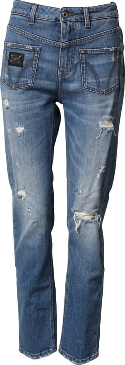 Dolce & Gabbana Dolce & Gabbana Blue Distressed Washed Cotton Denim Jeans