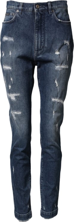 Dolce & Gabbana Dolce & Gabbana Blue Distressed Washed Logo GRACE Denim Jeans