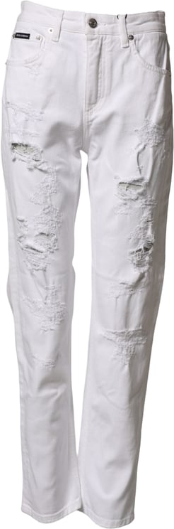 Dolce & Gabbana Dolce & Gabbana White Distressed Cotton BOYFRIEND Denim Jeans
