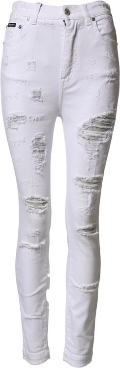 Dolce & Gabbana Dolce & Gabbana White Distressed High Waist Denim Jeans