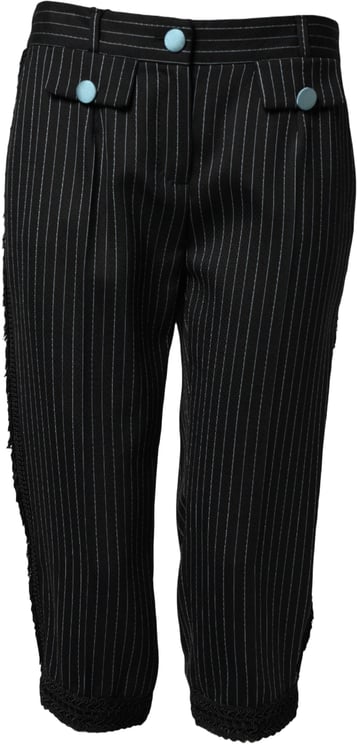 Dolce & Gabbana Dolce & Gabbana Black Wool Stripes Cropped Trouser Pants