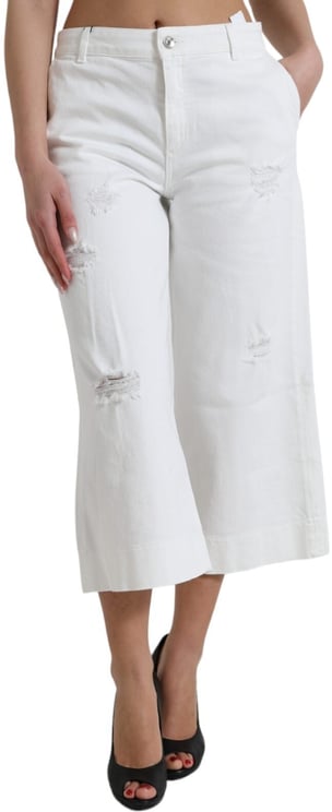 Dolce & Gabbana Dolce & Gabbana Wide Leg White Cotton Cropped Denim Jeans