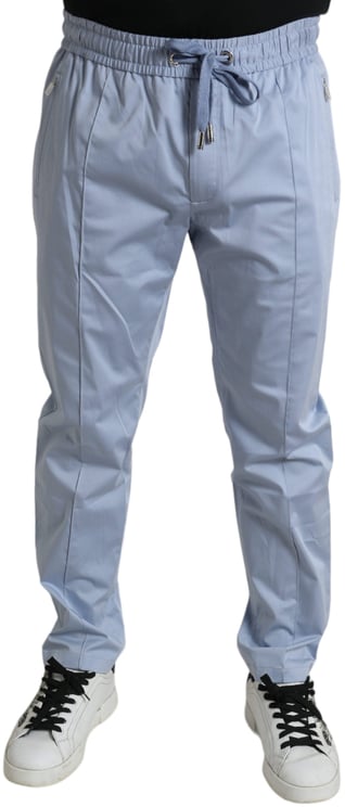 Dolce & Gabbana Dolce & Gabbana Light Blue Cotton Stretch Jogger Pants