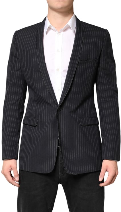 Dolce & Gabbana Dolce & Gabbana Black Stripes 1 Button Suit Jacket Blazer