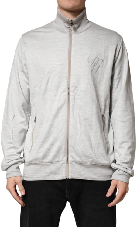 Dolce & Gabbana Dolce & Gabbana Light Gray Cotton Zipped Cardigan Sweater