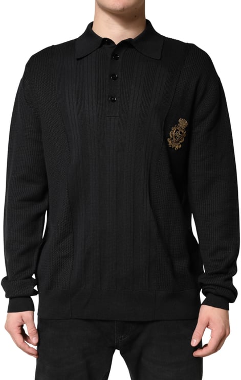 Dolce & Gabbana Dolce & Gabbana Black Crest Long Sleeve Men Pullover Sweater