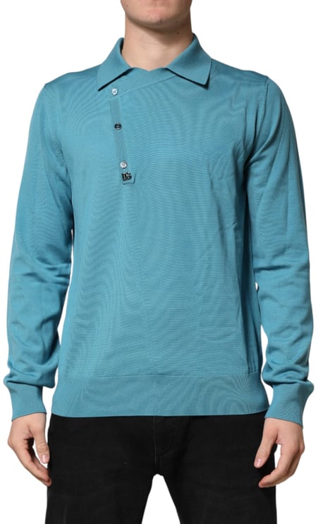 Dolce & Gabbana Dolce & Gabbana Teal Wool Collared Polo Pullover Sweater