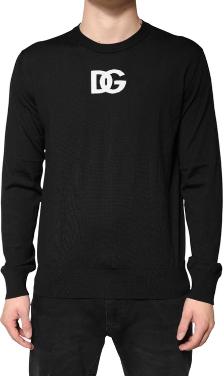 Dolce & Gabbana Dolce & Gabbana Black Wool DG Crew Neck Men Pullover Sweater