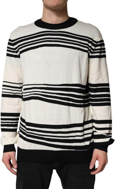 Dolce & Gabbana Dolce & Gabbana Black White Stripe CrewNeck Pullover Sweater