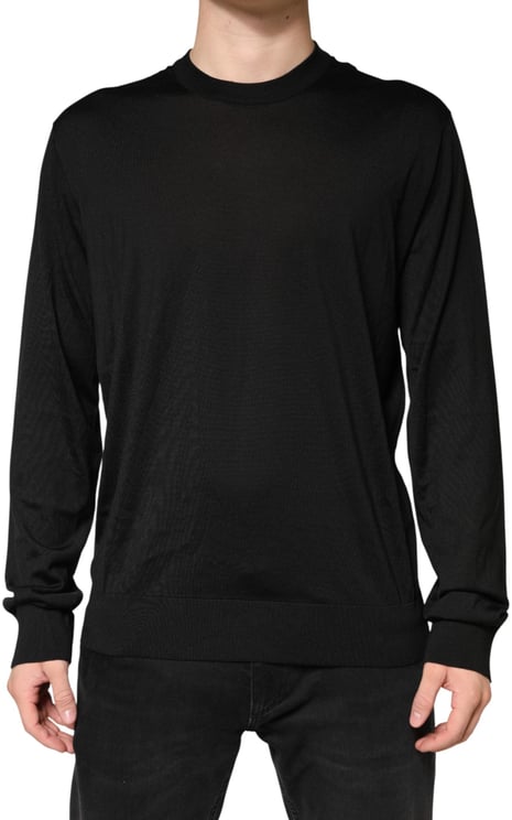Dolce & Gabbana Dolce & Gabbana Black Silk Men Crew Neck Pullover Sweater