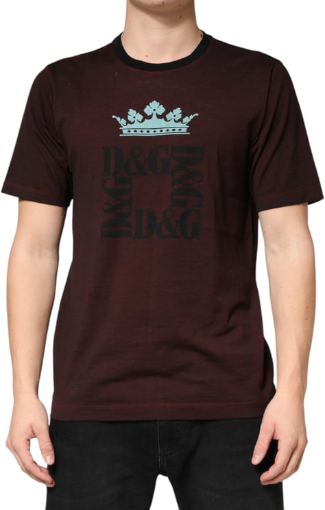 Dolce & Gabbana Dolce & Gabbana Maroon DG Crown Cotton Crew Neck Men T-shirt