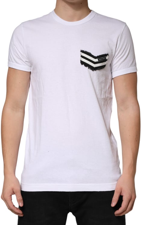 Dolce & Gabbana Dolce & Gabbana White Stripes Cotton Crew Neck Tee  T-shirt