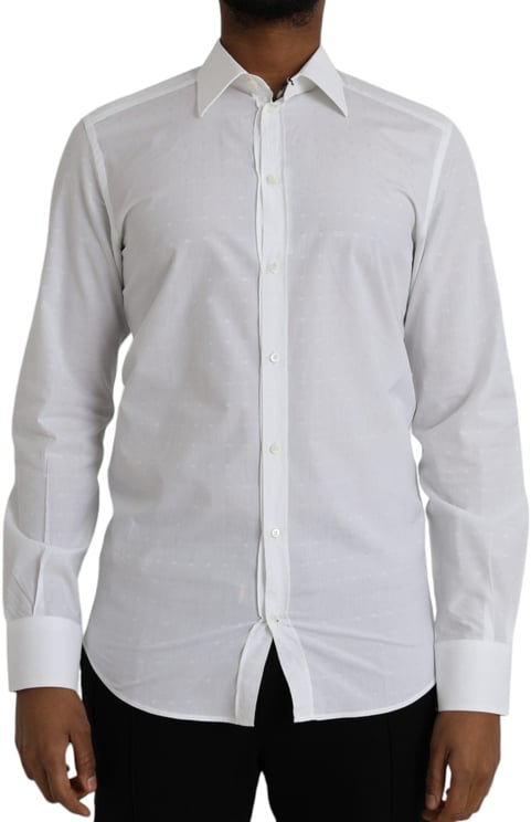 Dolce & Gabbana Dolce & Gabbana White Logo Cotton Men Dress GOLD Shirt