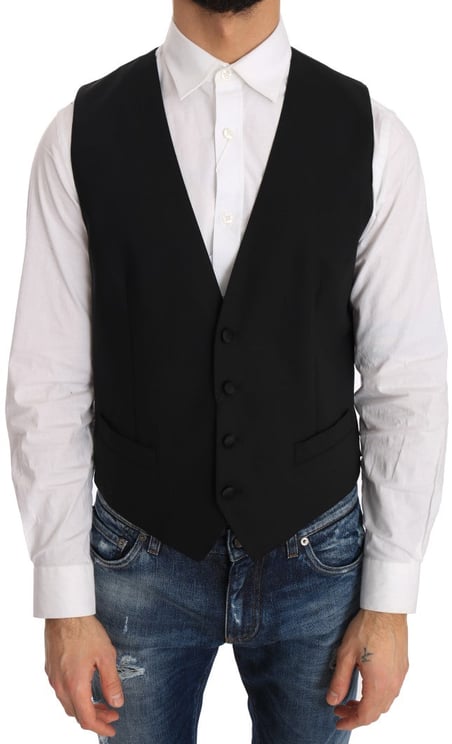 Dolce & Gabbana Dolce & Gabbana Black Wool Silk Vest