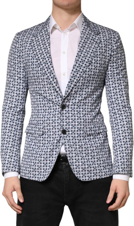 Dolce & Gabbana Dolce & Gabbana Blue Cotton Patterned Single Breasted Blazer