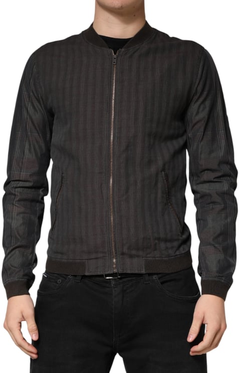Dolce & Gabbana Dolce & Gabbana Black Stripes Cotton Full Zip Bomber Jacket