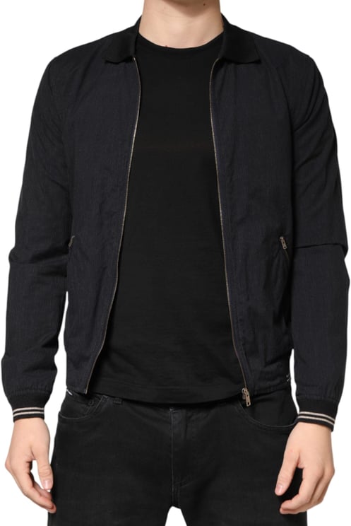 Dolce & Gabbana Dolce & Gabbana Dark Blue Cotton Full Zip Bomber Men Jacket