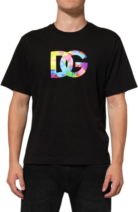 Dolce & Gabbana Dolce & Gabbana Black Logo Print Cotton Crew Neck T-shirt