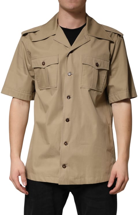 Dolce & Gabbana Dolce & Gabbana Brown Pin Up Short Sleeves Men Casual Shirt