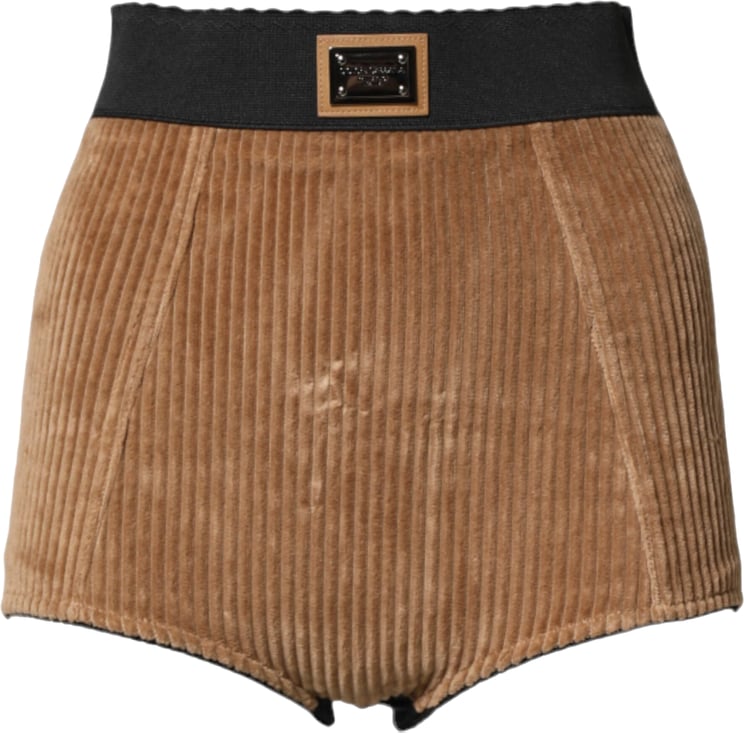Dolce & Gabbana Dolce & Gabbana Brown Cotton High Waisted Hot Pants Shorts