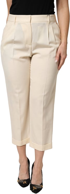 Dolce & Gabbana Dolce & Gabbana Ivory Wool Mid Waist Cropped Trouser Pants