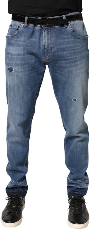 Dolce & Gabbana Dolce & Gabbana Blue Tattered Skinny Cotton Denim Jeans