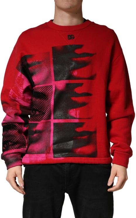 Dolce & Gabbana Dolce & Gabbana Red Graphic Crew Neck Men Sweatshirt Sweater