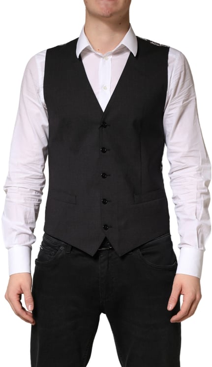 Dolce & Gabbana Dolce & Gabbana Black Wool Dress Men Formal Waistcoat Vest
