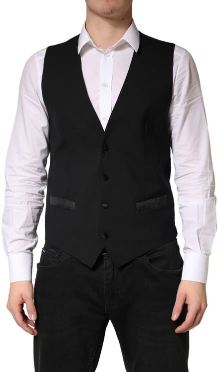 Dolce & Gabbana Dolce & Gabbana Black Wool Dress Men Formal Waistcoat Vest