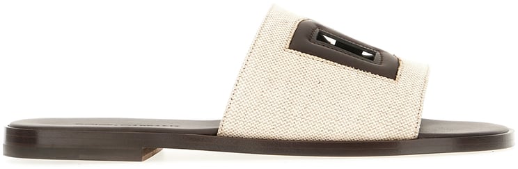 Dolce & Gabbana Dolce&gabbana Two-tone leather and fabric slippers