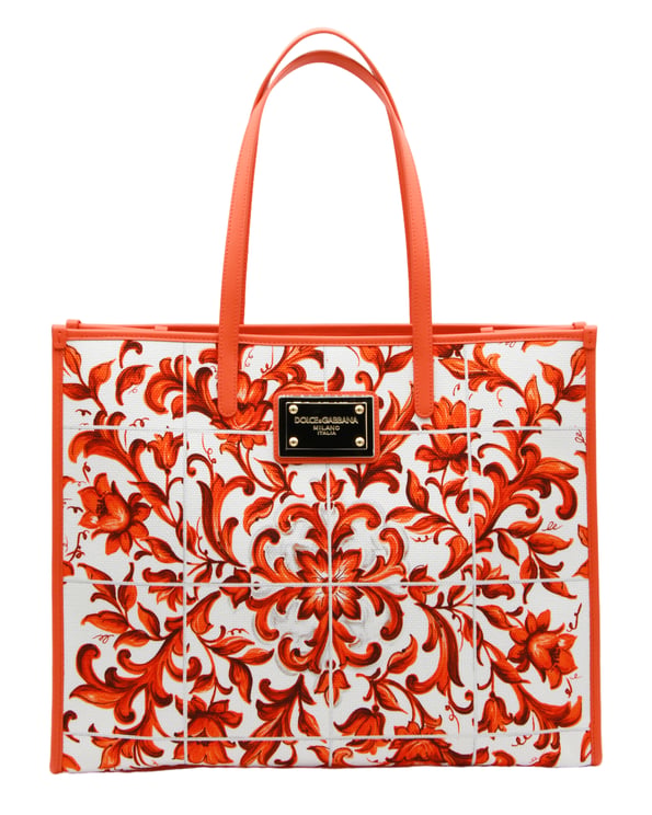 Dolce & Gabbana Floral Baroque Pattern Tote Bag With Gold-Tone Logo