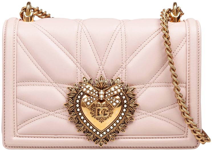 Dolce & Gabbana Dolce & gabbana medium devotion bag in matelassé nappa color powder