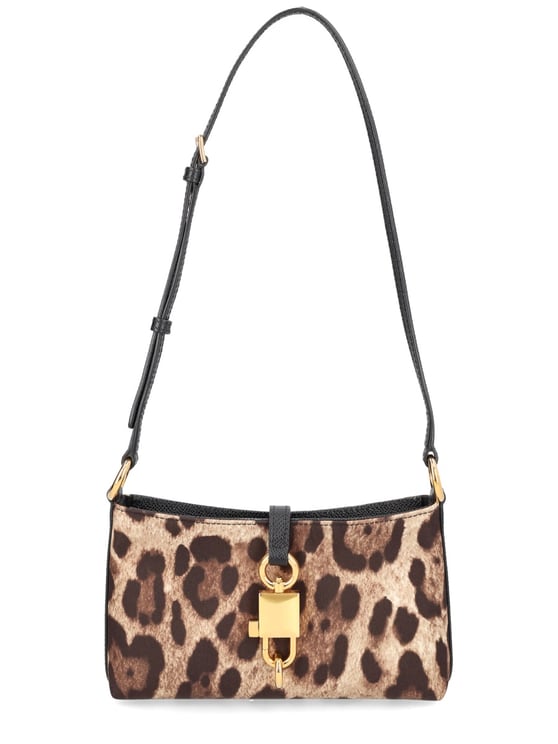 Dolce & Gabbana Lock Leopard Print Polyamide Shoulder Bag