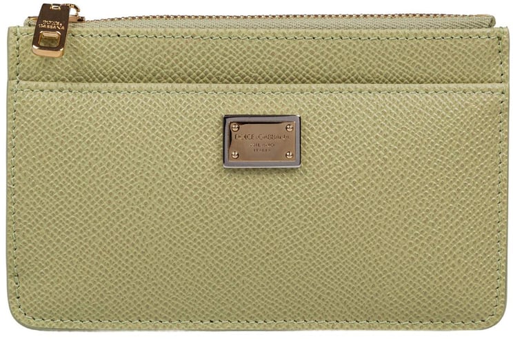 Dolce & Gabbana Dolce & gabbana dauphine leather card holder, sage green