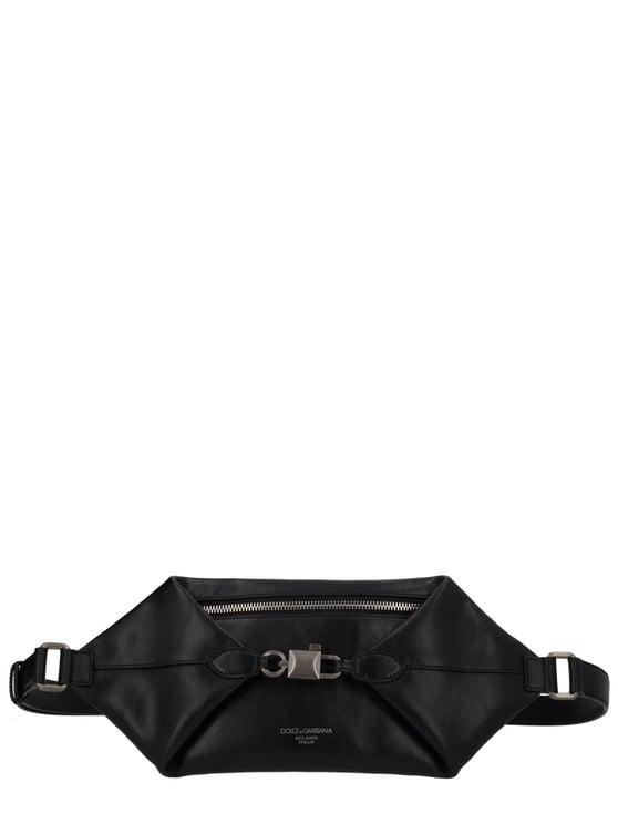 Dolce & Gabbana Black Lock Metallic Central Clutch