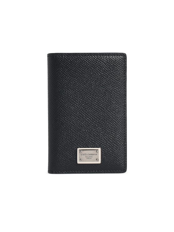 Dolce & Gabbana 'Fold' Black Dauphine Leather Card Holder