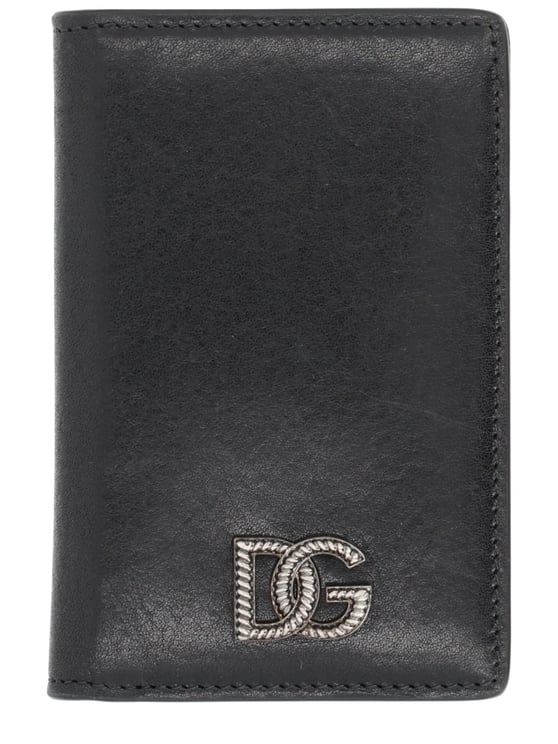 Dolce & Gabbana Neutrals Sleek Metallic Emblem Card Holder