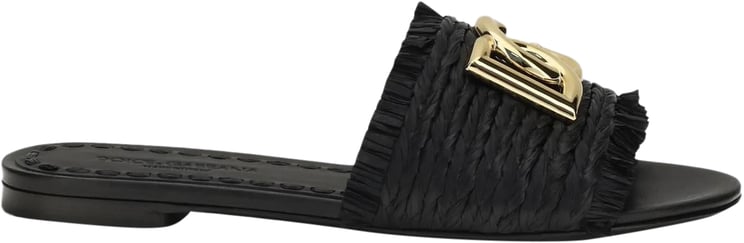 Dolce & Gabbana Dames Raffia Braided Slipper Zwart