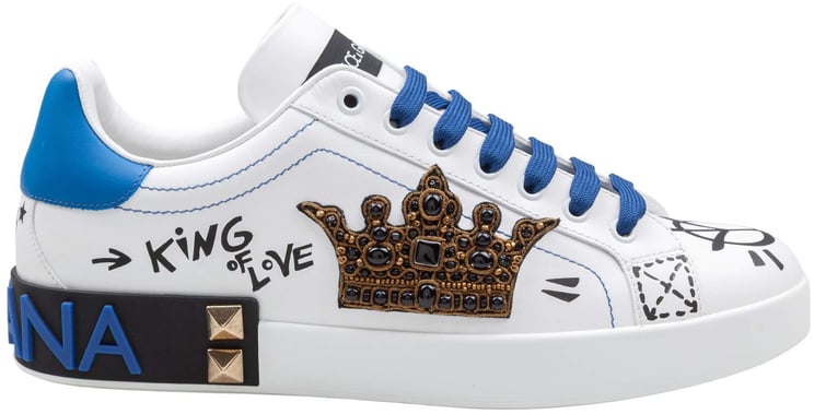 Dolce & Gabbana Dolce & gabbana portofino leather sneaker with contrasting graffiti