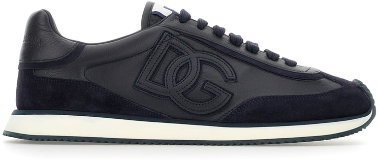 Dolce & Gabbana Dolce&gabbana Blu navy leather and suede Cushion sneakers