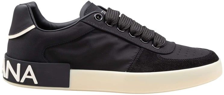 Dolce & Gabbana Dolce & gabbana portofino nylon and split leather sneakers in black