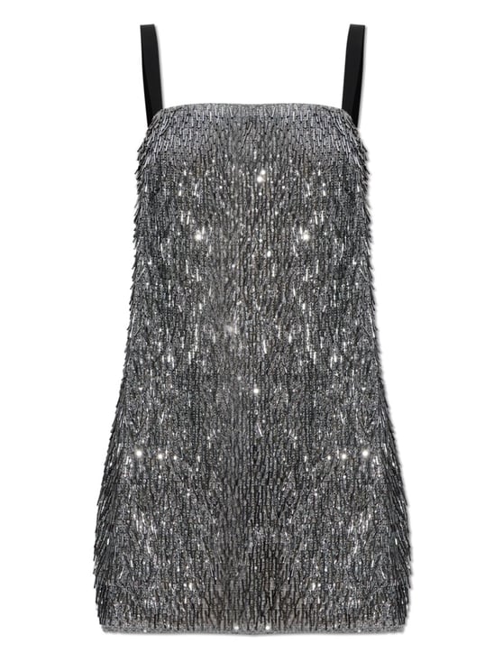 Dolce & Gabbana Eye-Catching Silver Sequined Mini Dress with A-Line Silhouette