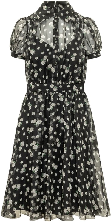 Dolce & Gabbana Abito con Maniche Corte a Sbuffo e Stampa