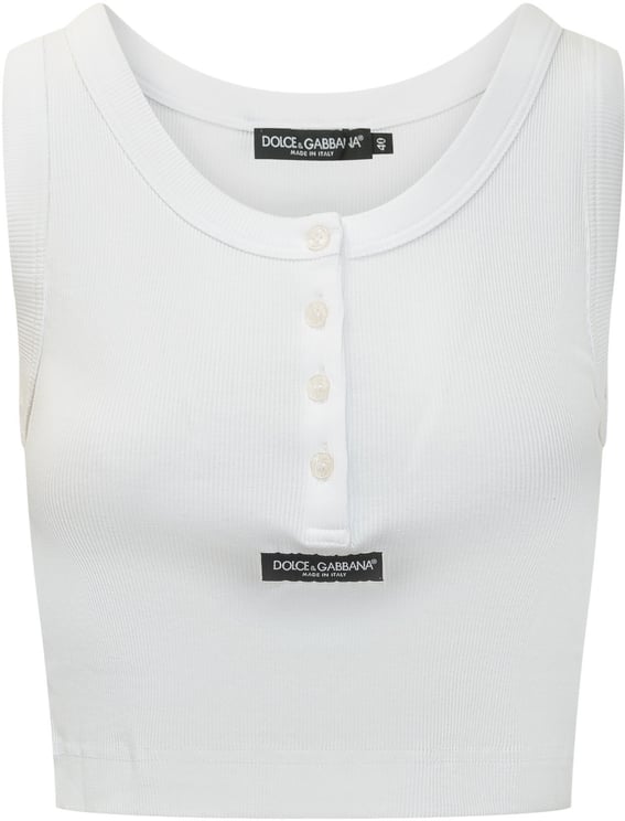 Dolce & Gabbana Canotta Crop a Coste con Bottoni