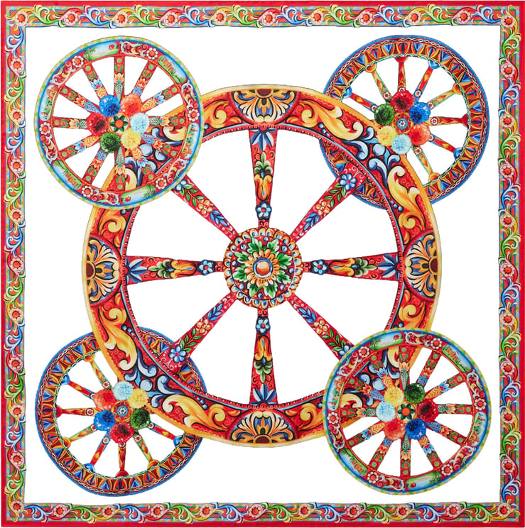 Dolce & Gabbana Foulard Quadrato con Stampa Ruote