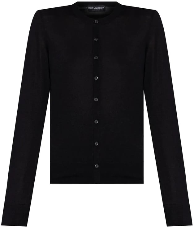 Dolce & Gabbana Black Cashmere Fitted Round Neck Cardigan